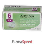 ago per penna da insulina accu-fine pen needle accu-chek gauge 31 x 6mm 100 pezzi