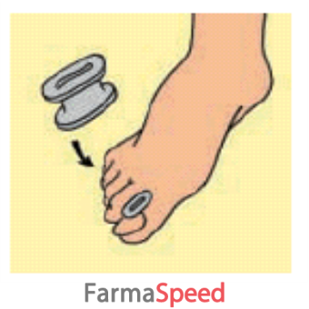 divaricatore per dita dei piedi costituito da gel polimerico a legami incrociati contenente olio gel