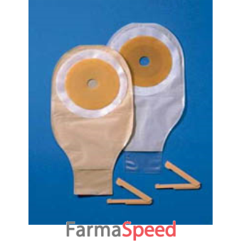 sacca ileostomia a fondo aperto opaca ritagliabile con barriera protettiva cutanea in stomahesive technology senza velcro supporto in cerotto microporoso ileodress 19/64mm 10 pezzi