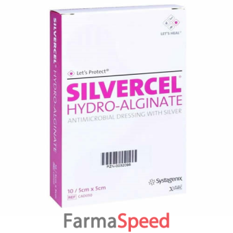 silvercel medicazione in idroalginato con fibre di nylon x-static con argento sterile 11x11cm 10 pezzi