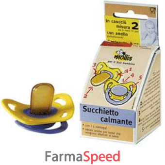 succhiotto calmante +6 mesi in caucciu' con anello 2 pezzi
