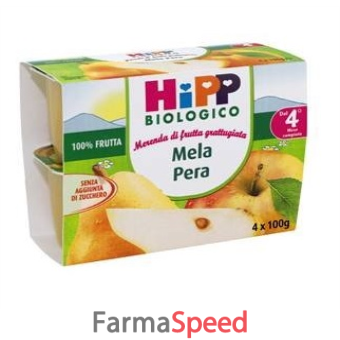 hipp biologico frutta grattugiata mela pera 4 x 100 g