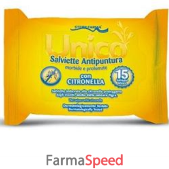 unico salviettine anti puntura citronella 15 pezzi