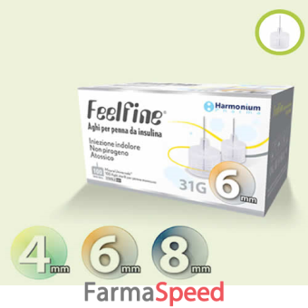 ago per penna da insulina feelfine gauge 31 lunghezza 8 mm 100 pezzi