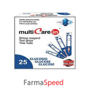 strisce misurazione glicemia multicare in glucosio elettrodo 25 pezzi