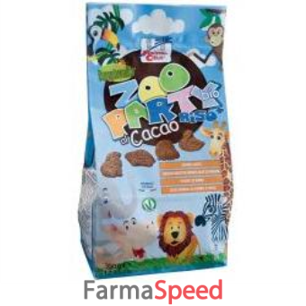 fsc buongiornobio biscotti zoo party riso+ al cacao bio vegan senza latte con olio di girasole senza olio di palma 350 g