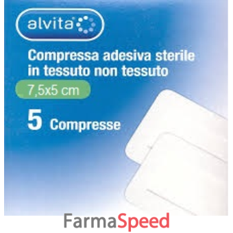 garza compressa adesiva sterile alvita in tessuto non tessuto estensibile bianco 7,2x5cm