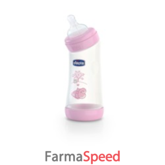 chicco biberon angolato pp girl 250 ml normale silicone