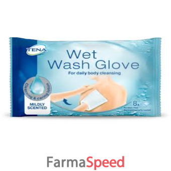 guanto detergente umidificato tena wet wash glove 8 pezzi