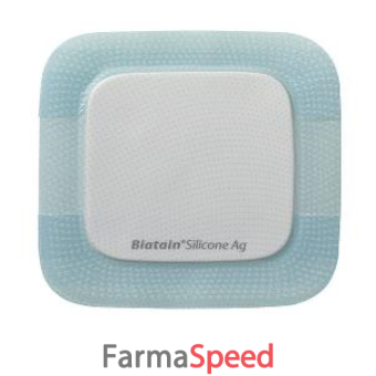 medicazione in schiuma di poliuretano biatain silicone ag con strato adesivo rilascio di argento 7,5x7,5cm 5 pezzi