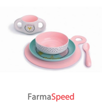 suavinex set svezzamento girl piatto + bicchiere + scodella + cucchiaio