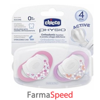 chicco succhietto in silicone rosa 4 mesi+ 2 pezzi