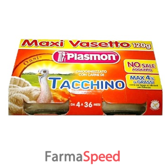 plasmon omogeneizzato tacchino 120 g x 2 pezzi