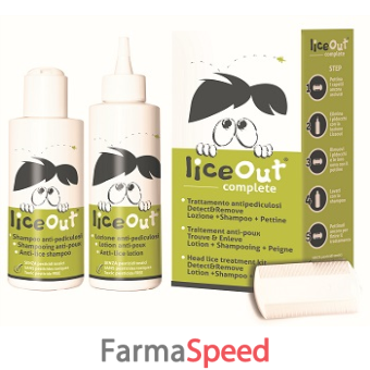 trattamento completo liceout lozione 125ml+ shampoo 125ml + pettine rimozione pidocchi