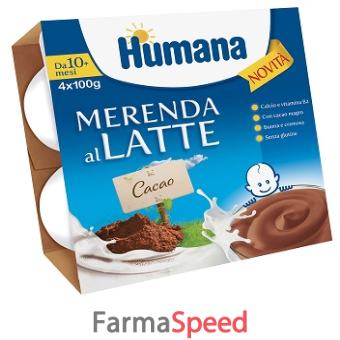humana merenda al latte gusto cioccolato 100 g 4 pezzi