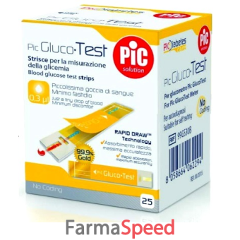 strisce misurazione glicemia pic glucotest 25 pezzi