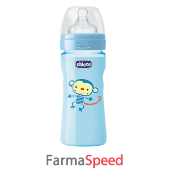chicco biberon well being colorato in polipropilene boy da 250 ml medium silicone