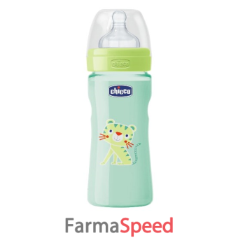 chicco biberon well being colorato in polipropilene unisex da 250 ml medium silicone