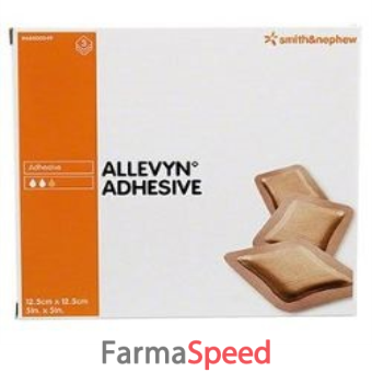 medicazione idrocellulare adesiva sterile allevyn adhesive altamente assorbente in schiuma di poliuretano a struttura tristratificata 12,5x12,5cm 3 pezzi