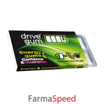 drive gum gomme da masticare caffeina e guarana' 12 pezzi