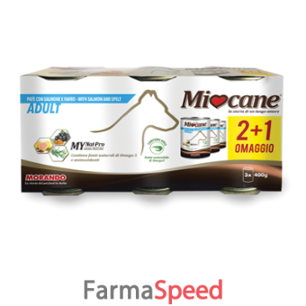 miocane pate' tris adult salmone/farro 3 x 400 g