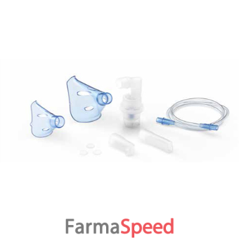 soffio cube kit accessori ricambio con ampolla, boccaglio e focella nasale, maschera pediatrica e adulti, tubello e filtri di ricambio e borsa porta accessori