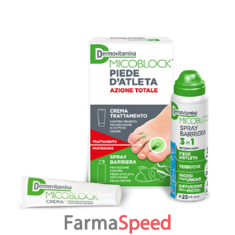 dermovitamina micoblock piede d'atleta crema 30 ml + spray barriera 3 in 1 100 ml