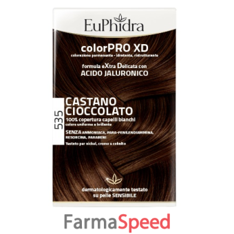 euphidra colorpro xd 535 castano cioccolato gel colorante capelli in flacone + attivante + balsamo + guanti