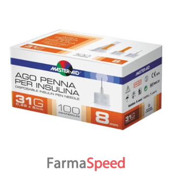 ago per penna da insulina master-aid 31 gauge 8 mm 100 pezzi