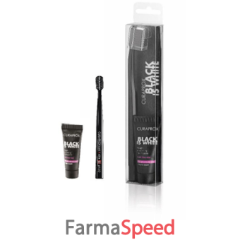 curaprox black is white light-pack dentifricio + spazzolino