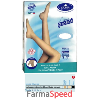 sauber autoreggente open toe maglia microrete 70 den colore neutro beige taglia 2 linea classica