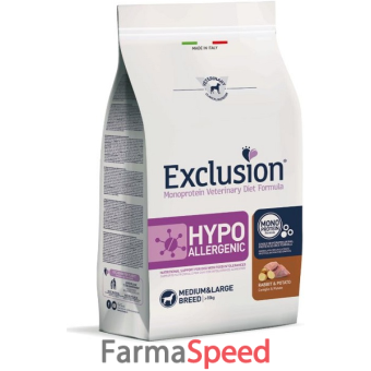 exclusion monoprotein veterinary diet formula dog hypoallergenic rabbit and potato medium/large 2 kg dry