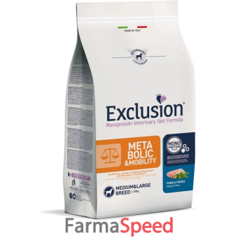 exclusion monoprotein veterinary diet formula dog metabolic mobility pork and fibres medium/large 12 kg dry
