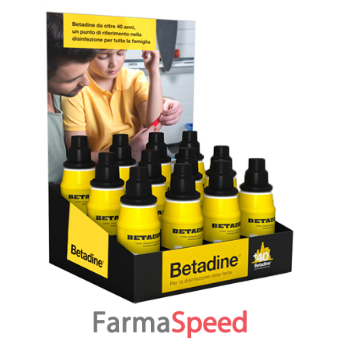 betadine espositore soluzione cutanea 10% 12 pezzi da 125 ml