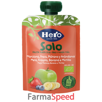 hero solo frutta frullata 100% bio mela banana fragola e mirtilli 100 g