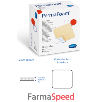 permafoam classic medicazione in schiuma di poliuretano senza bordi 10x10 cm 10 pezzi