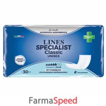 pannolone lines specialist classic rettangolare con barriera 30 pezzi