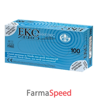 guanto monouso in nitrile blu superficie microruvida eko zero pw senza polvere misura 8 medium 100 pezzi