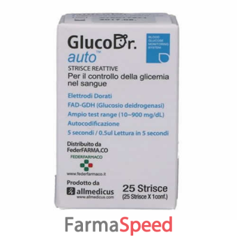 strisce misurazione glicemia gluco dr auto 25 pezzi