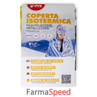 coperta isotermica in film di poliestere con alluminio lato argento protezione da caldo lato oro protezione da freddo dimensioni 210x160 cm peso 63 g