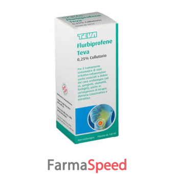 flurbiprofene teva - 0,25% collutorio 1 flacone in vetro da 160 ml