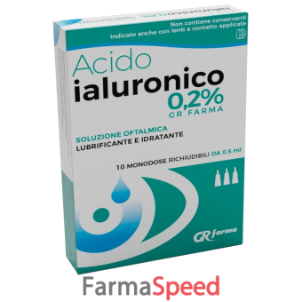 soluzione oftalmica lubrificante e idratante acido ialuronico 0,2% 10 monodose richiudibili da 0,5 ml