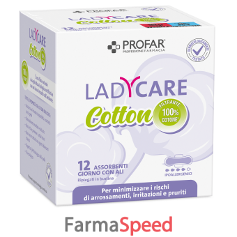 ladycare assorbenti cotton ipoallergenici giorno con ali 12 pezzi profar