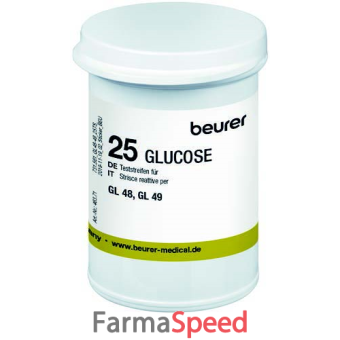 strisce misurazione glicemia beurer per glucometro gl48/gl49 in flacone 25 pezzi