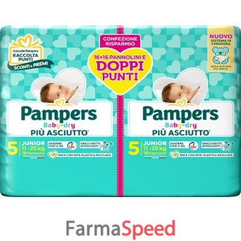 pampers baby dry pannolino duo junior 32 pezzi