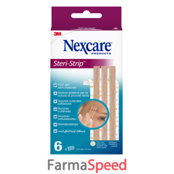 striscia adesiva sutura piccole ferite nexcare steri-strip carne 6x75 mm 6 pezzi