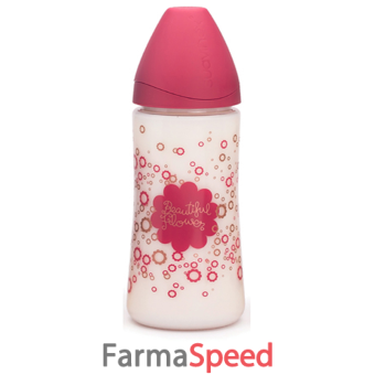 premium biberon 360ml anatomico s 2l fiore rosa