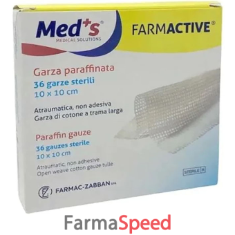 farmactive garza paraffinata sterile 10x10 cm scatola 36 pezzi meds