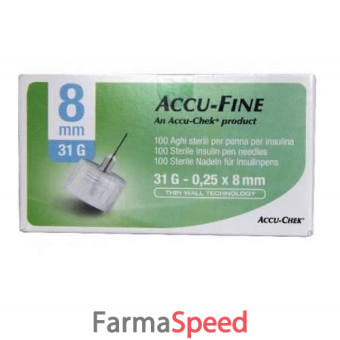 ago per penna da insulina accu-fine pen needle accu-chek gauge 31 x 8mm 100 pezzi