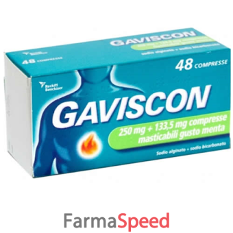 gaviscon - 250 mg + 133,5 mg compresse masticabili gusto menta 48 compresse